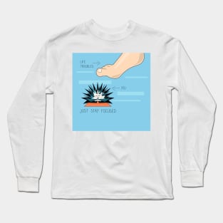 Sea urchin cartoon drawing in namaste yoga pose Long Sleeve T-Shirt